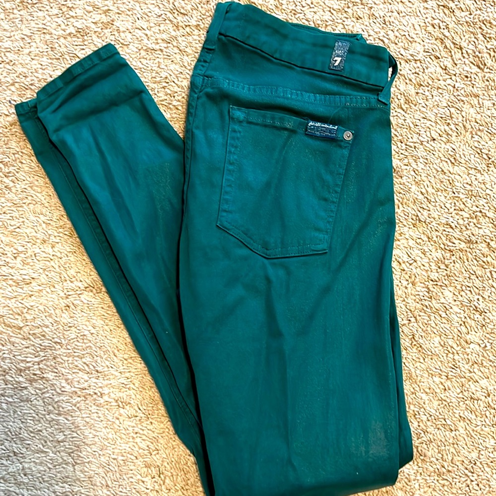 7 For All Mankind Green Pencil Jeans